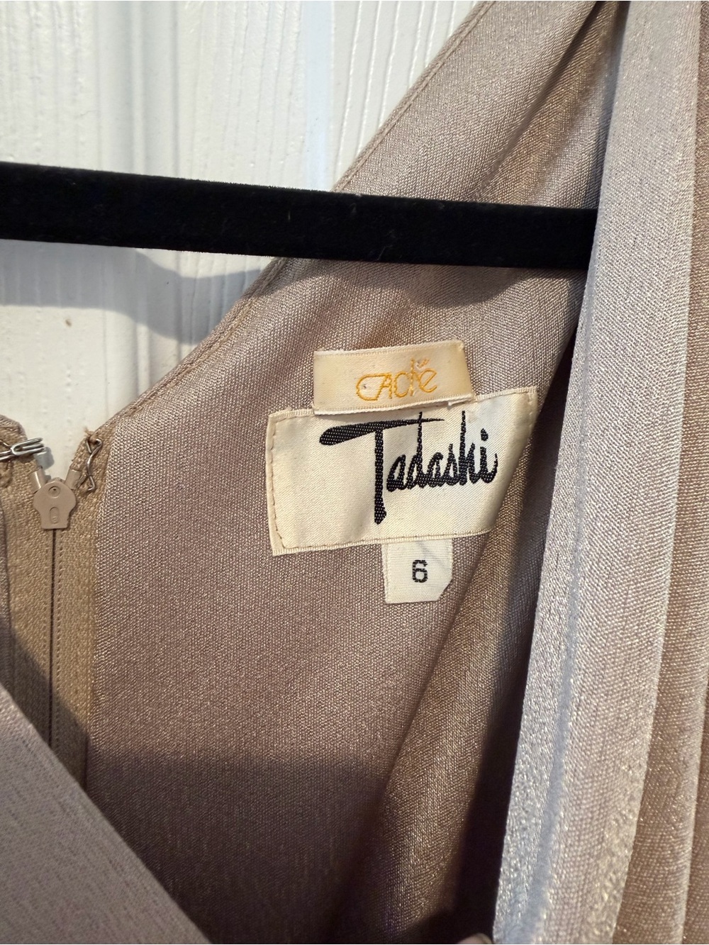 Cache Taupe Midi Dress with Beaded Accents - Picture 3 of 4